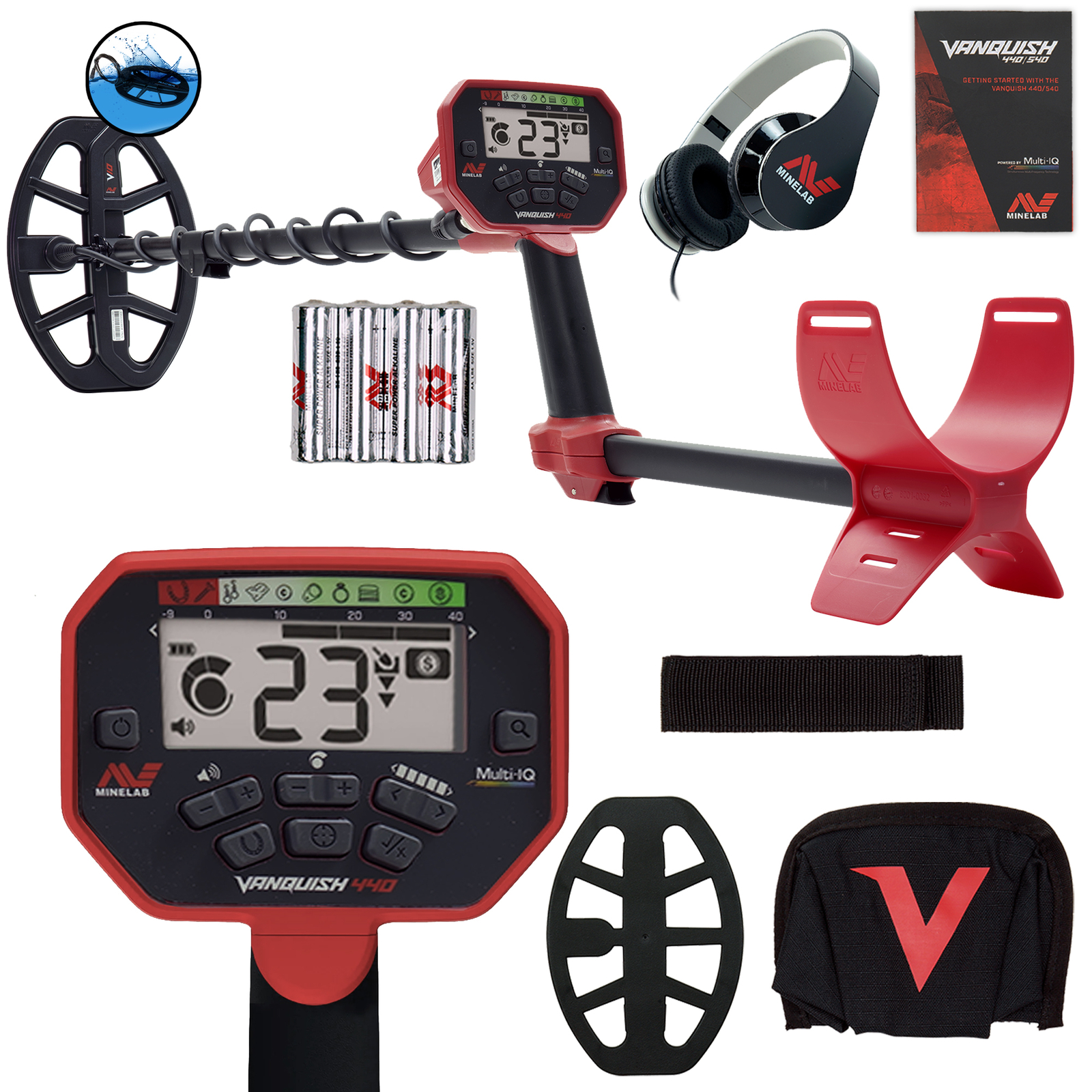 Minelab VANQUISH 440 Metal Detector with V10 10" x 7" Waterproof DD Coil
