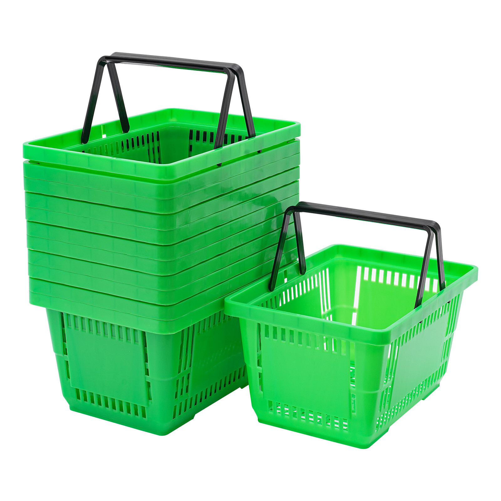 12PCS 28L Mesh Shopping Baskets with Handles Plastic Shopping Basket Portable