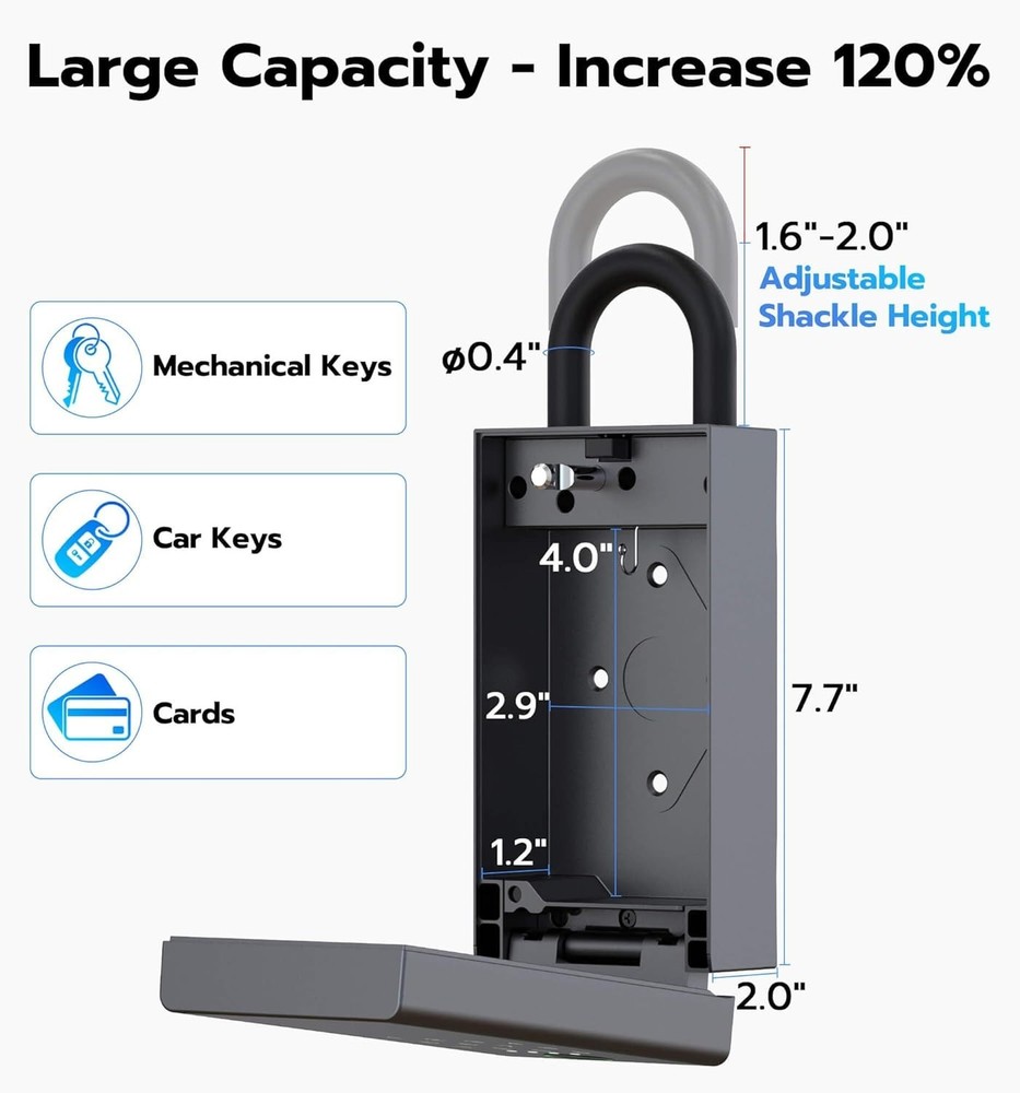 Anweller Lock Box for Keys with Code, Fingerprint RFID Smart Bluetooth Key Hider