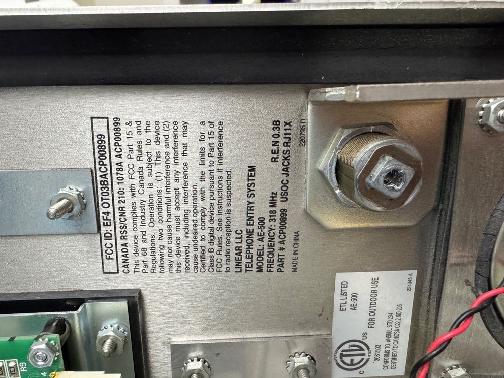 Linear AE500 Telephone Entry System Control Panel Access Gate Door Controller