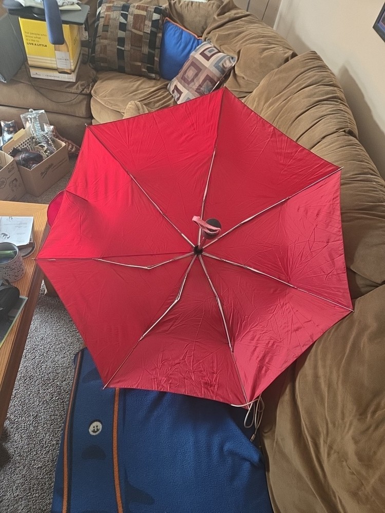Totes Auto Open Umbrella Large Coverage Compact Red