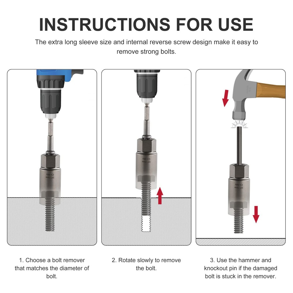 11PCS Spiral Type Bolt Extractor Tool, Broken Lug Nut Bolt Remover Easy-Out Set