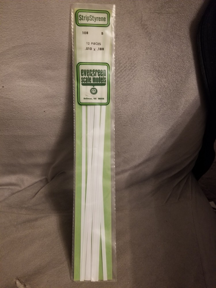 Evergreen Scale Models Styrene Strip .010 x .188 (10 pcs) #108