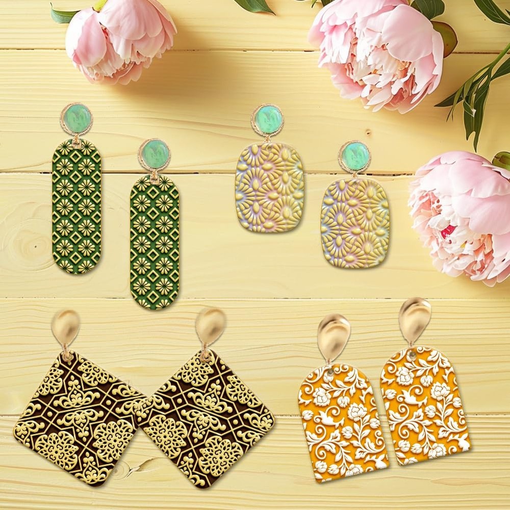 4PCS Polymer Clay Texture Sheets Set for Using with Clay Cutters, Vintage Cla...