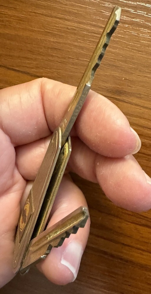 Chrysler D'Elegance Car Keyring w/ 2 folding cut keys-Keychain ring is missing