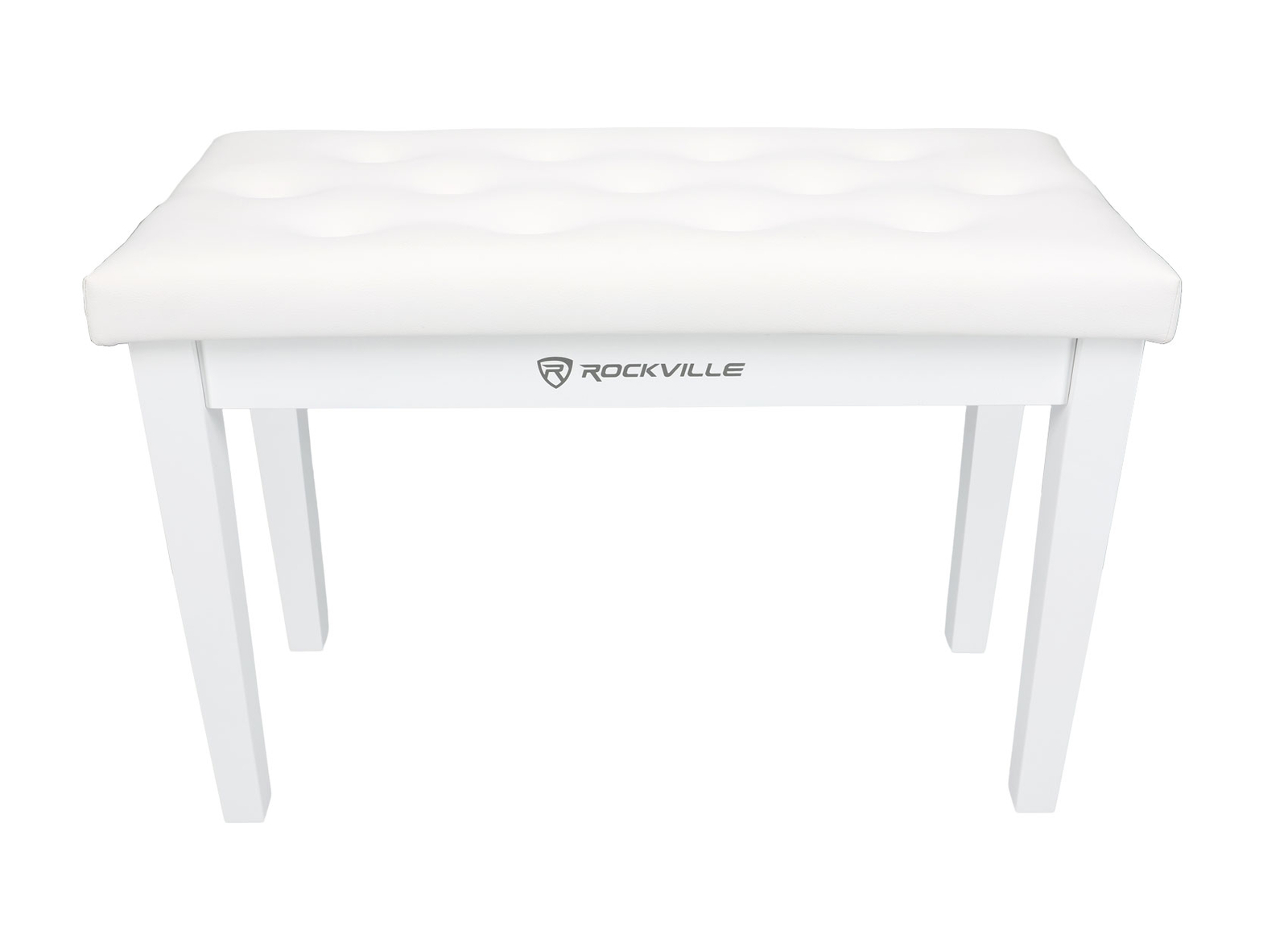 Rockville PB7 WHITE Premium Piano Bench w/Thailand Wood, Comfy Padding + Storage