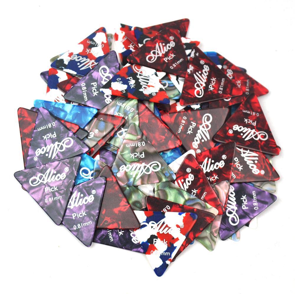 100 pcs Medium 0.81mm Triangle Guitar Picks Plectrums Assorted Colors Celluloid