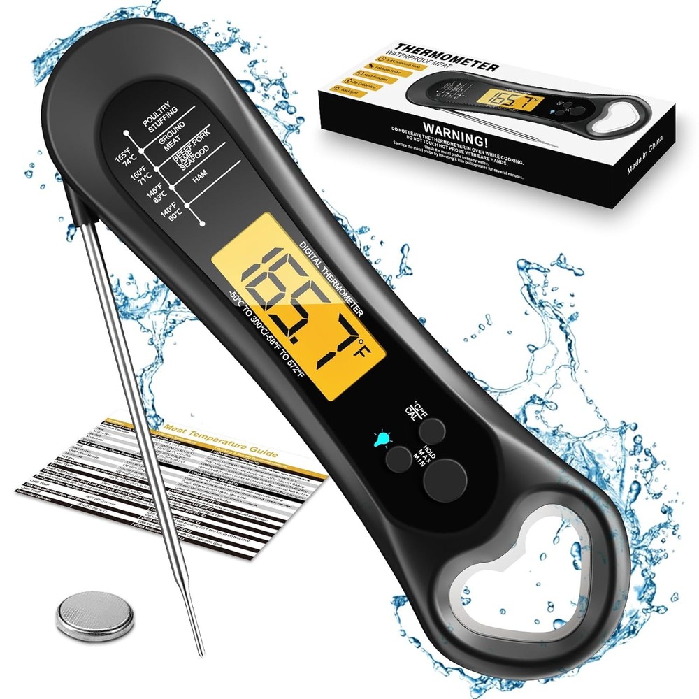 Meat Thermometer Digital, Instant Read for Grill and Black