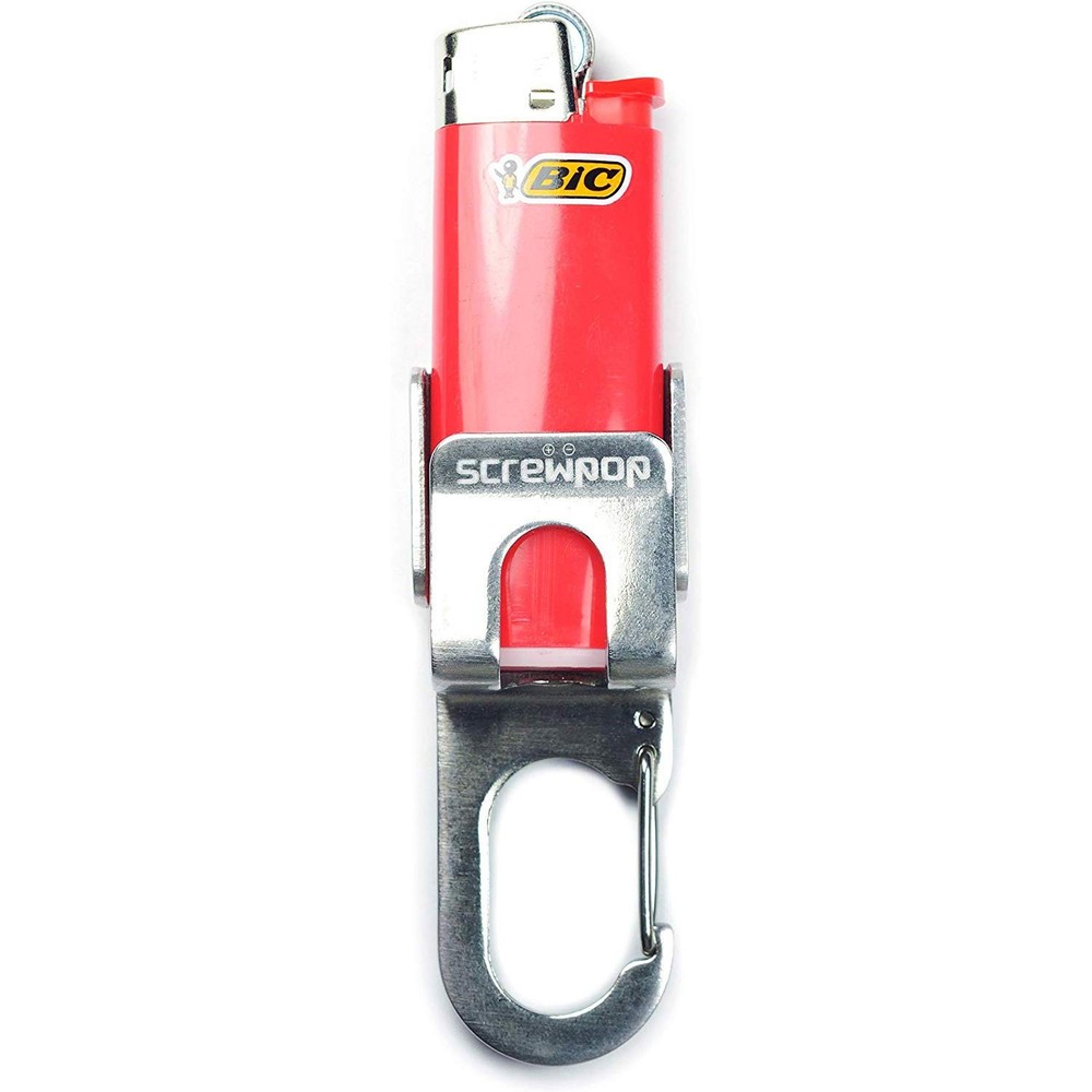 Bic Standard Full-Size Lighter Holder Keychain Multi Tool  Stainless Steel