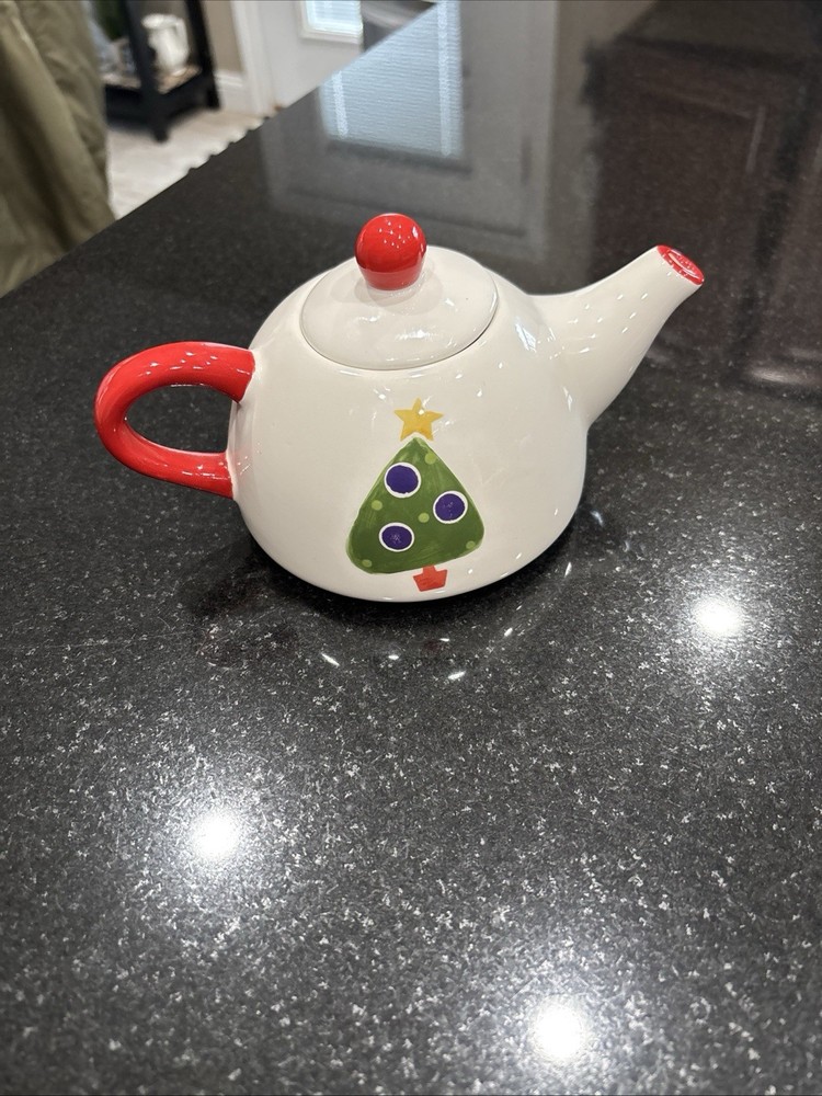 Pier 1 Hand Painted Small Christmas Tea Pot
