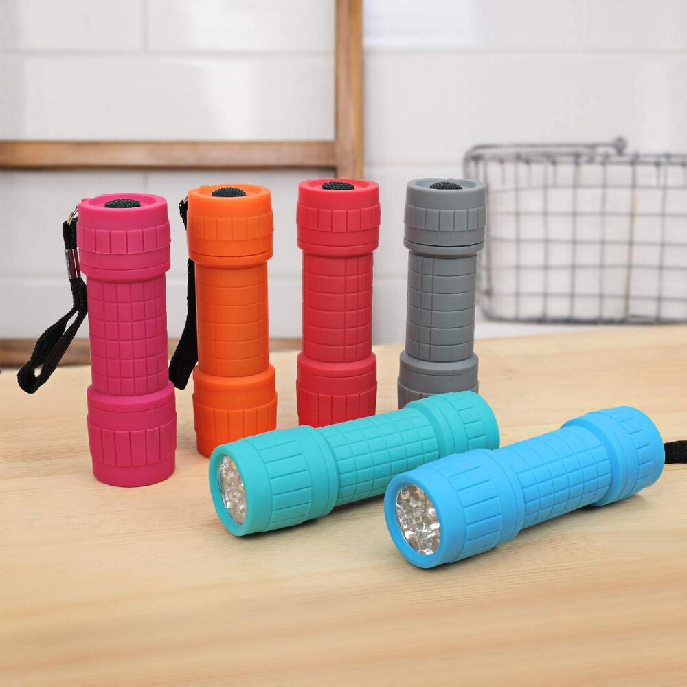 EverBrite 6-Pack 9 LED Flashlight Impact Handheld Torch Set AAA Battery Included