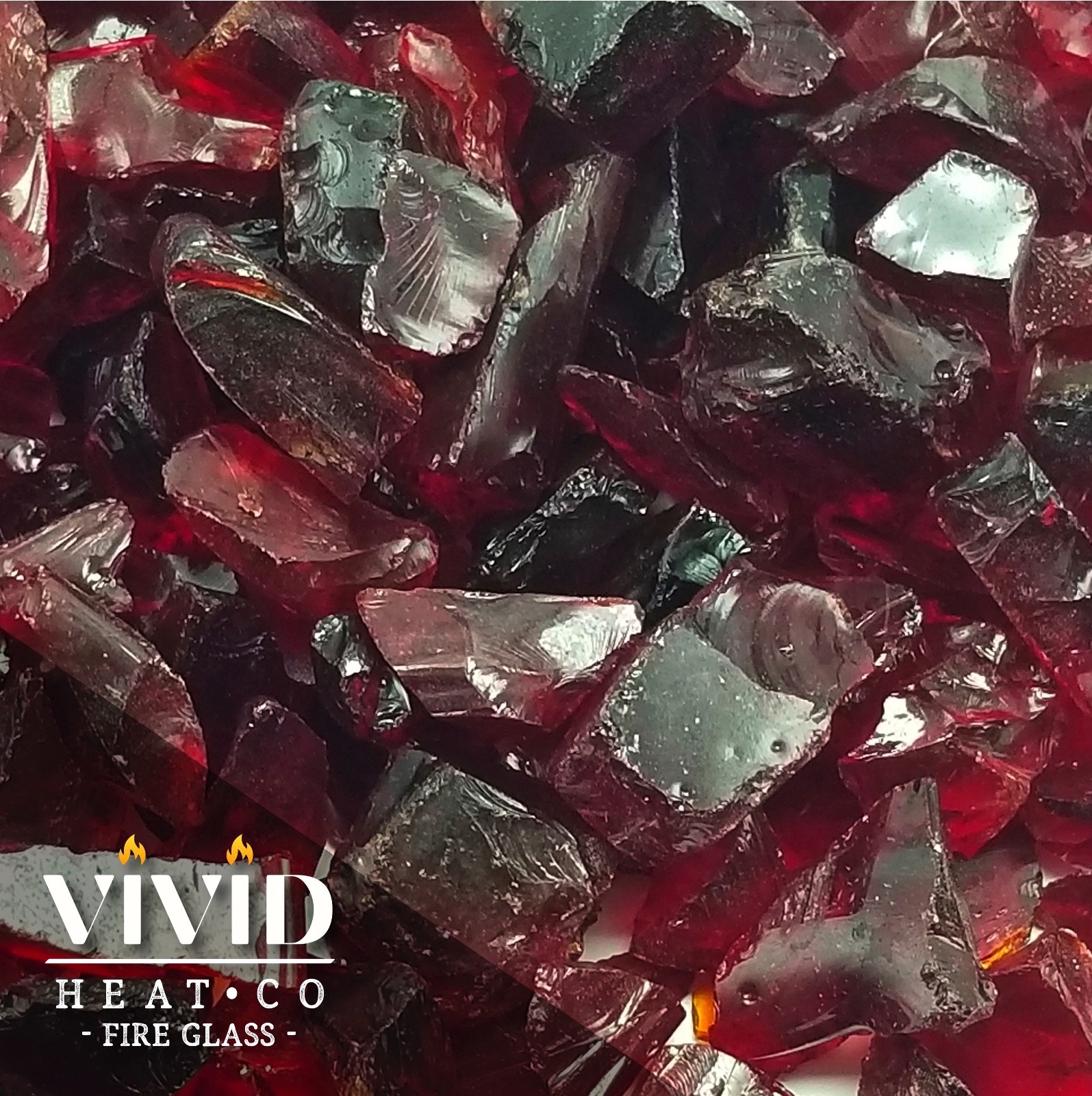 PREMIUM RUBY RED - 1/2" - 3/4" Large Fireplace Fire Pit Fireglass Glass Crystals