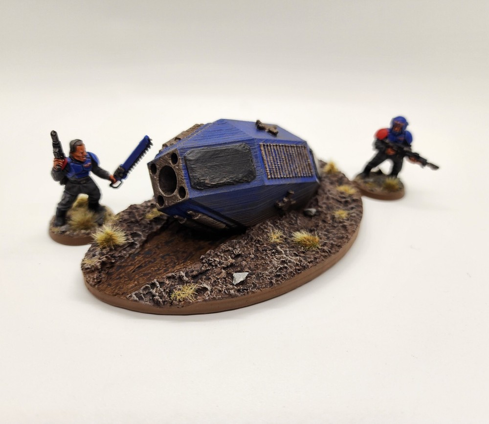 3D Printed Battlefield Terrain/ Wargame Crashed Escape Pod Objective Marker 1.