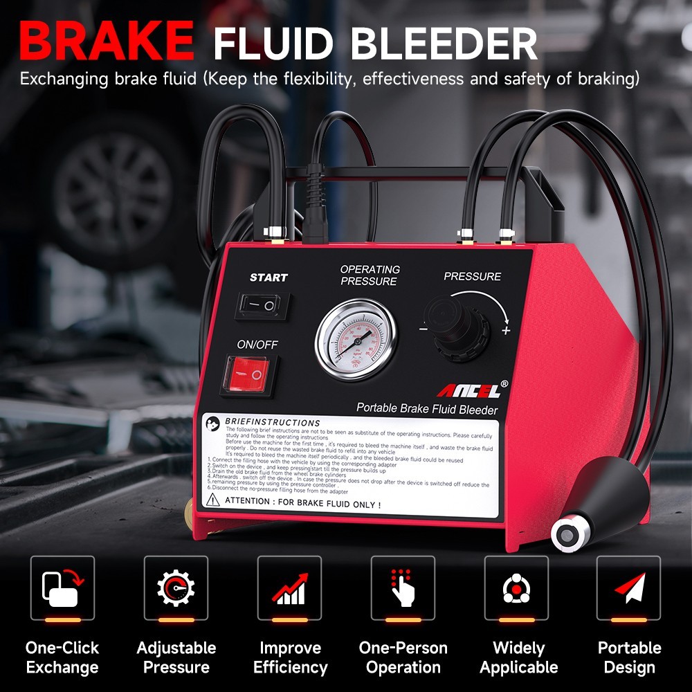 ANCEL BR2000 Brake Fluid Bleeder One-Click Exchange Machine Adjustable Pressure