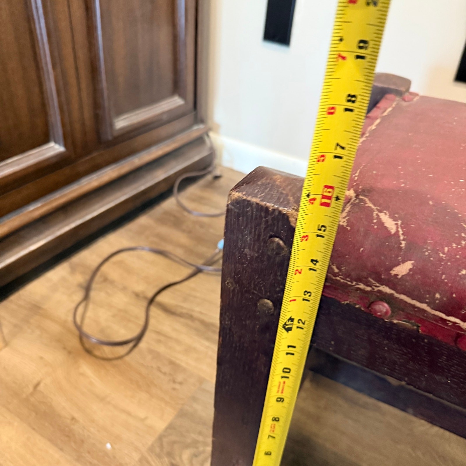 Antique Vintage Arts & Crafts Mission Style Wood Foot Stool Ottoman - READ