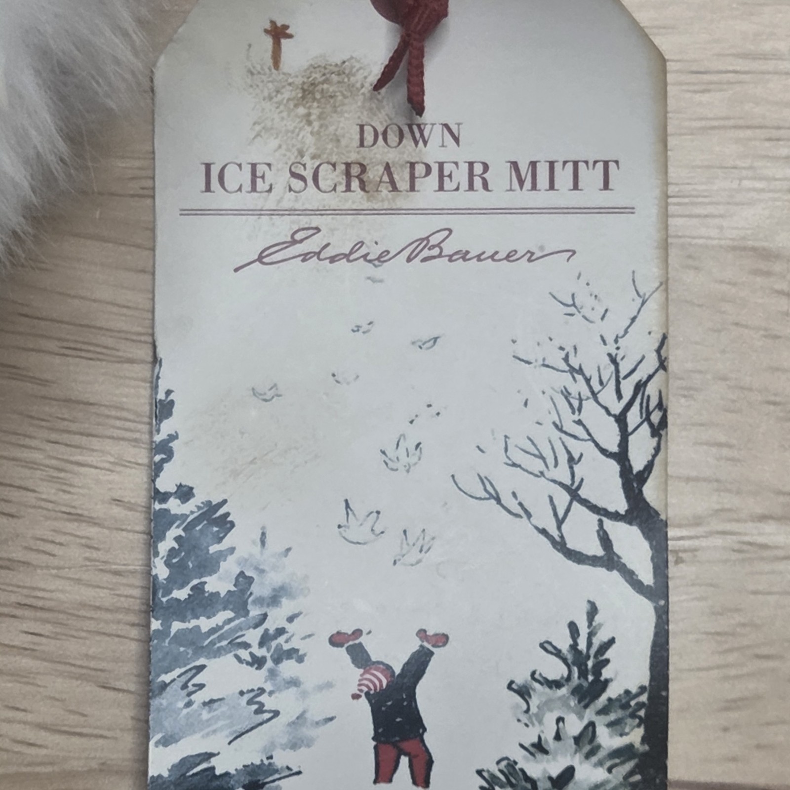 Vintage Eddie Bauer Goose Down Fitted Ice Scraper Mitt (Purple Snowflake Design)