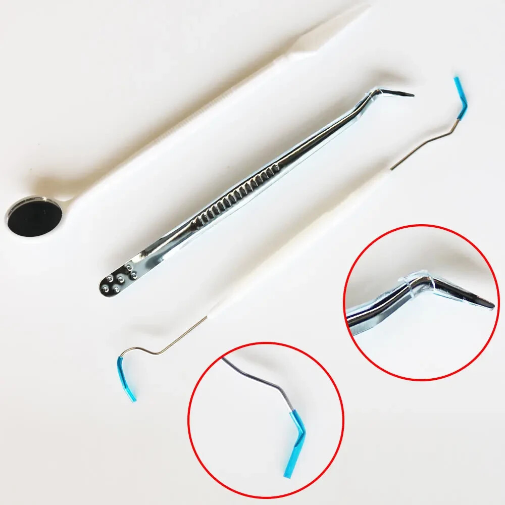 10*Basic Dental Instruments Set Mouth Mirror Probe Hook Pick Tweezer Disposable