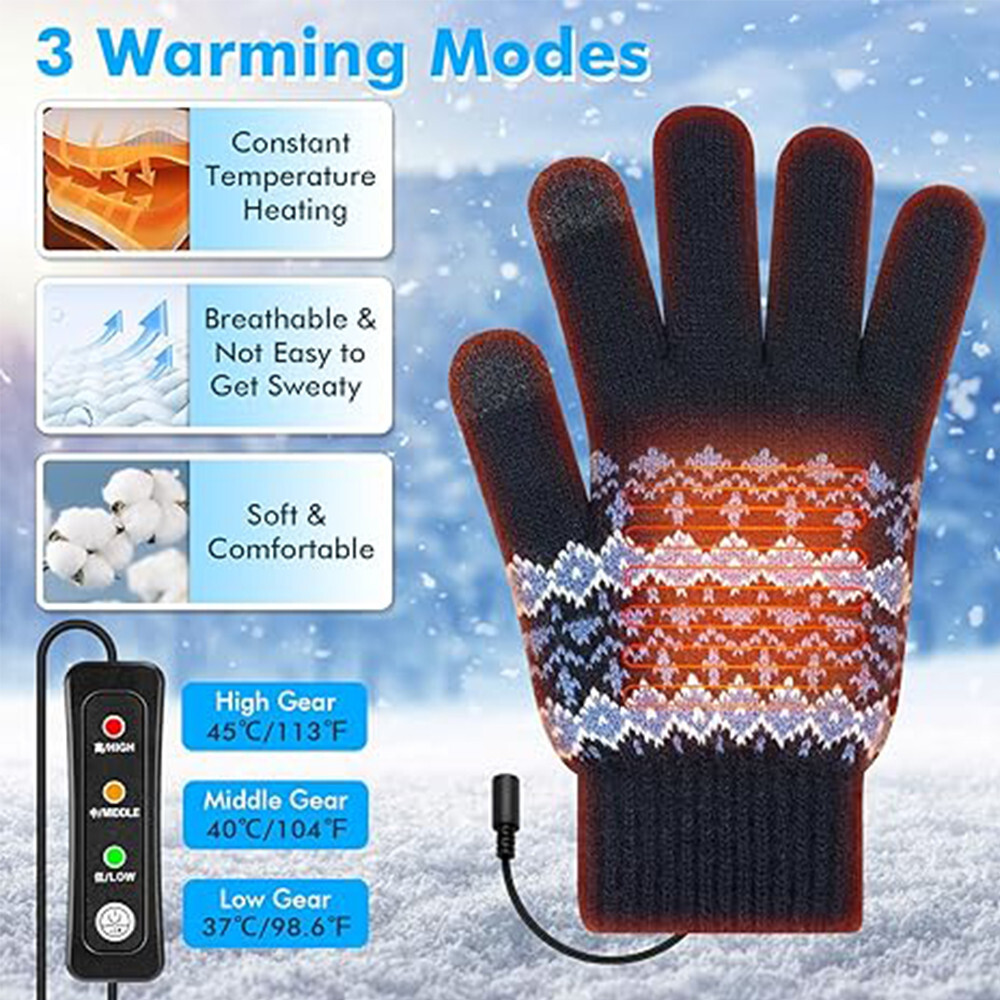 Skiing Heated Gloves Washable Fast Heating Hand Warmer Temperature Adjustable