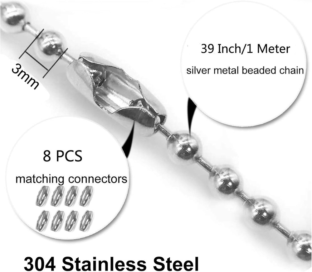 4 Pack Ceiling Fan Pull Chain Extender,Each Chain Length 39-Inch(1 Meter) with 8