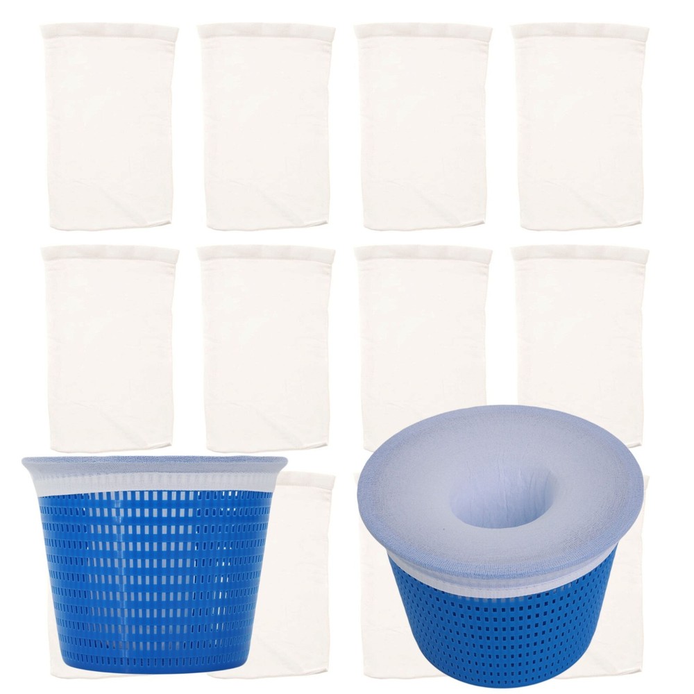10 Pack Pool Skimmer Socks for Pool Filter Baskets Above Ground