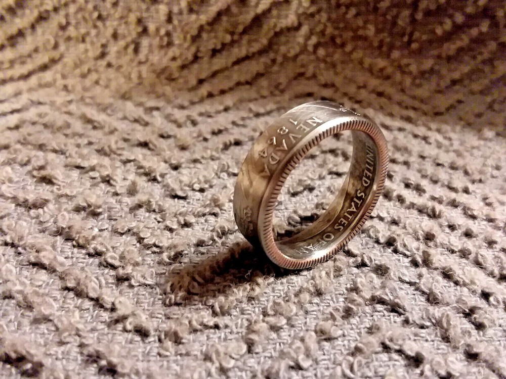 Nevada Handcrafted Washington Quarters coin ring, size 8 2006