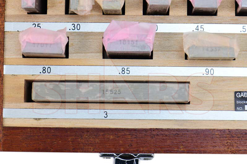 SHARS RECTANGULAR GAGE BLOCK SET 81 PC .05-4" AS-0 GRADE W/ NIST CERTIFICATE L}