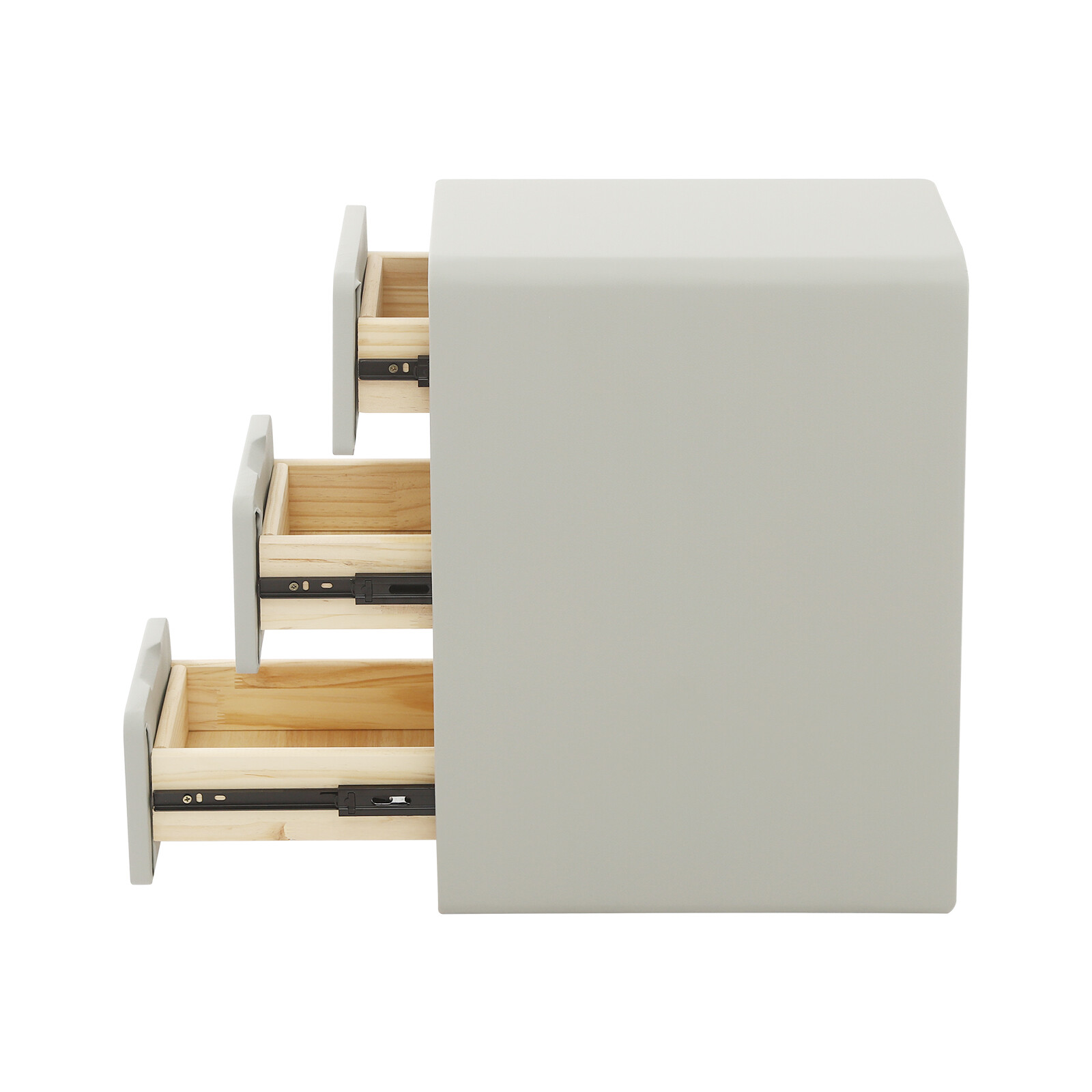 Solid Wood Bedside Table With Drawers, 3 Tiers Small Narrow Nightstand Bedroom