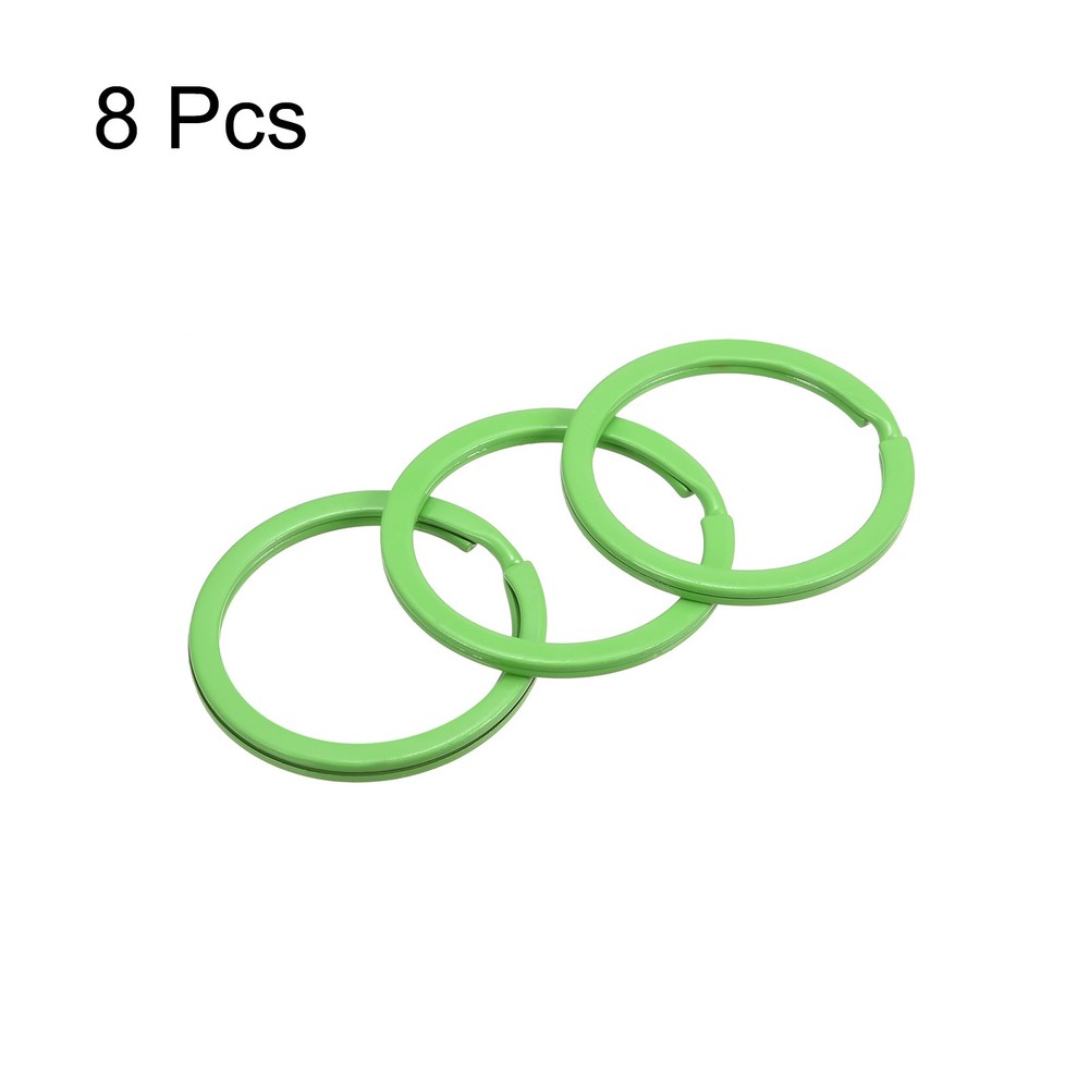 Split Keychain Rings 30mm 1.2 inch Round Flat Key Holder Green 8Pcs