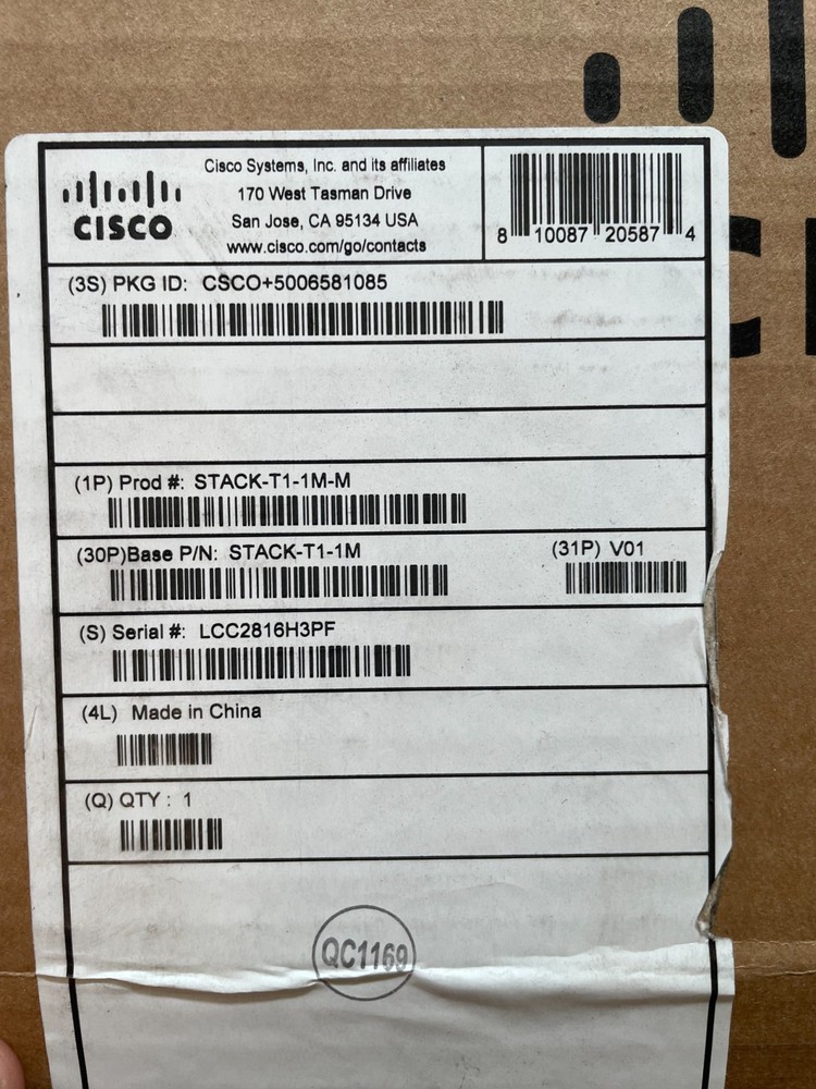 Genuine CISCO STACK-T1-1M (800-40404-01) V01 StackWise 1M Stacking Cable New