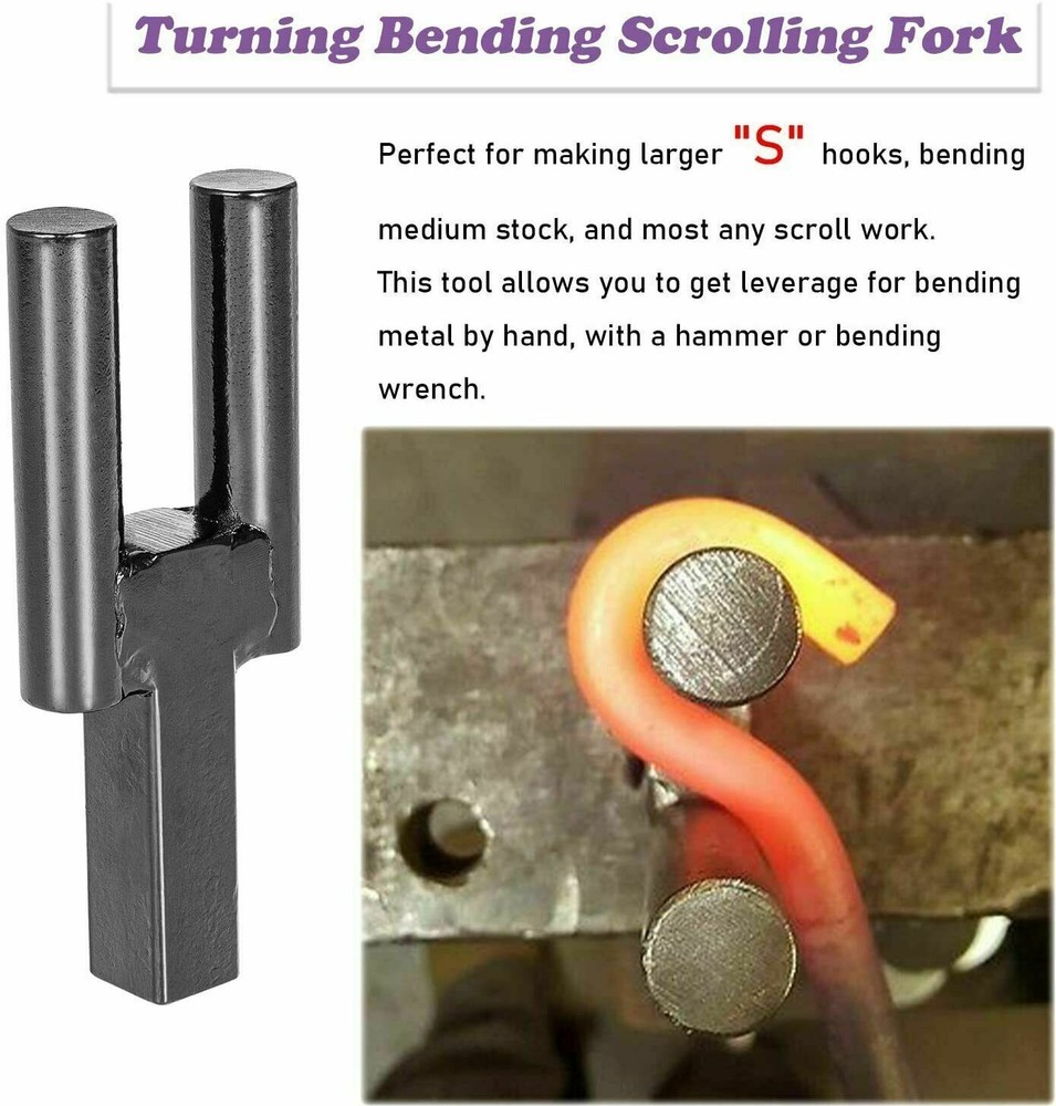 1" Blacksmith Forge Tool w/ Hot Cut,Creasing Stake,Turning Bending Scrolling Kit