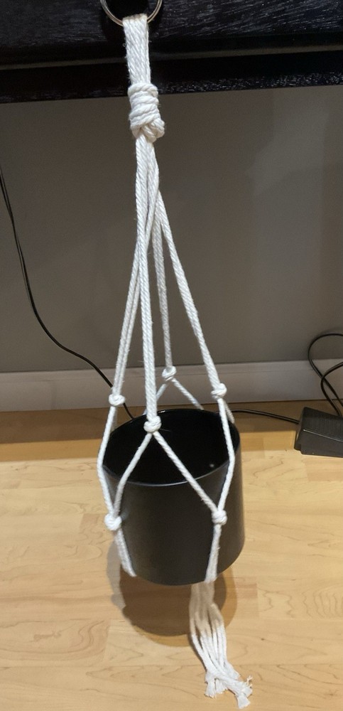 Plant Holder Includes 5” Black Pot With 29” Hanging macrame Holder
