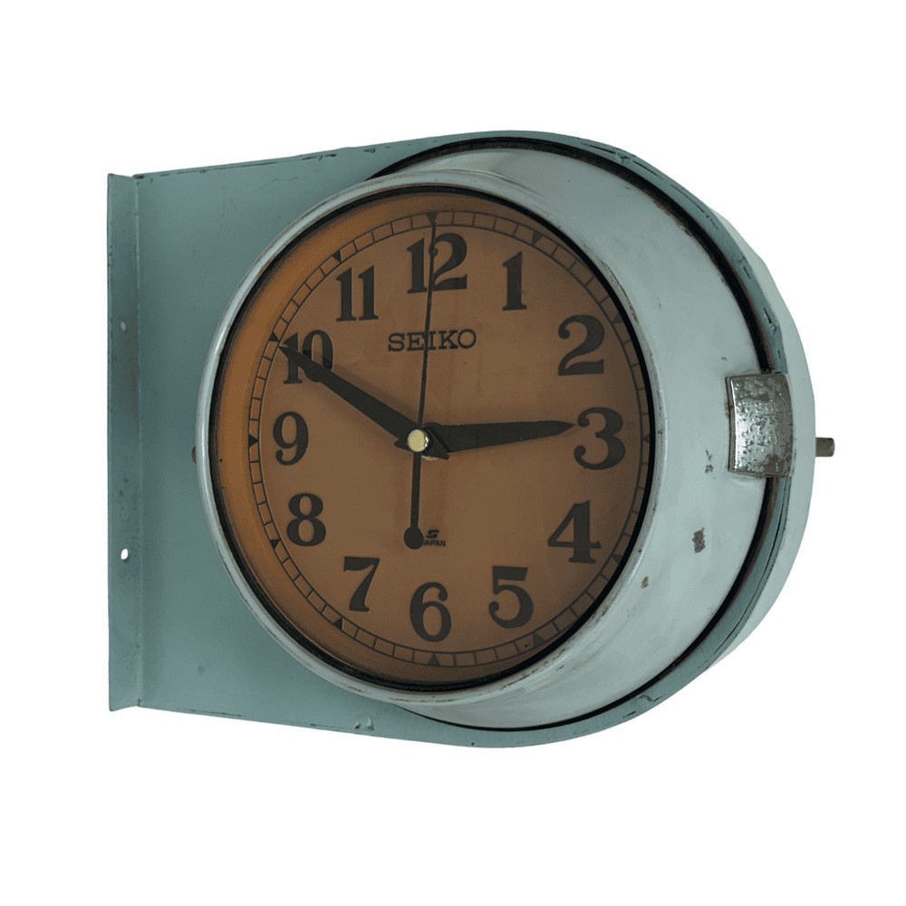 Seiko Double-Sided Nautical Wall Clock - Light Blue-Green