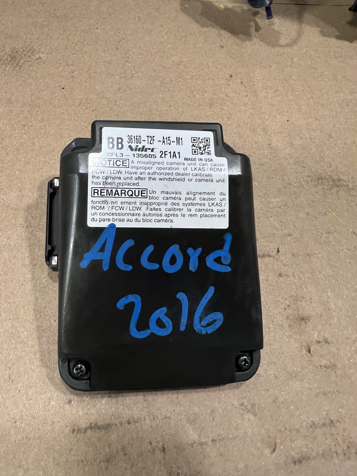 2016 Honda Accord Windshield Camera Lane Assist System Used 36160-t2f-a15 OEM