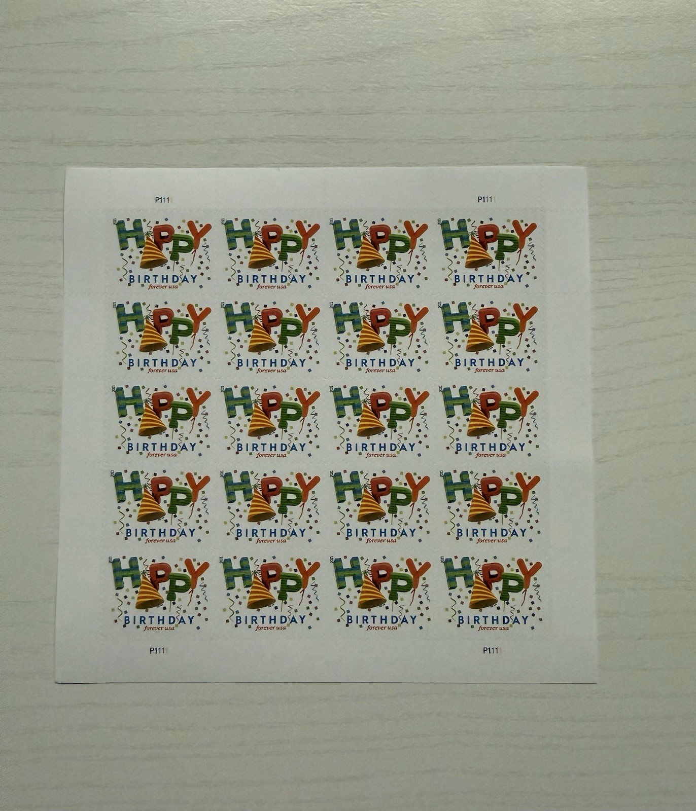 USPS Postage Stamps Sheet of 20 - Happy Birthday - First Class Letter