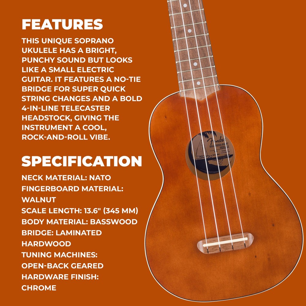 Fender Venice Soprano Ukulele - Natural
