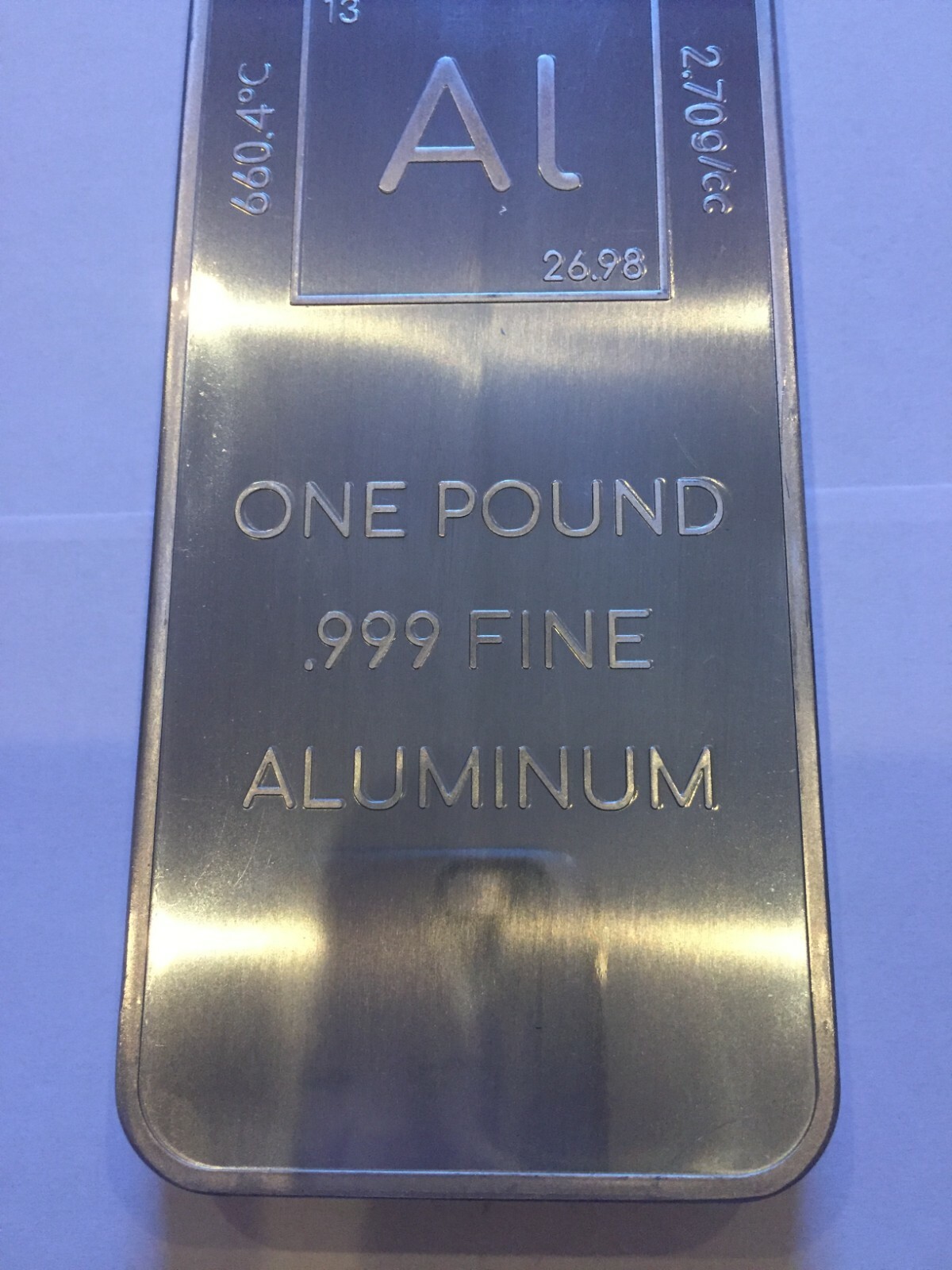 1 (One) Pound .999 Aluminum Bullion Bar By Unique Metals