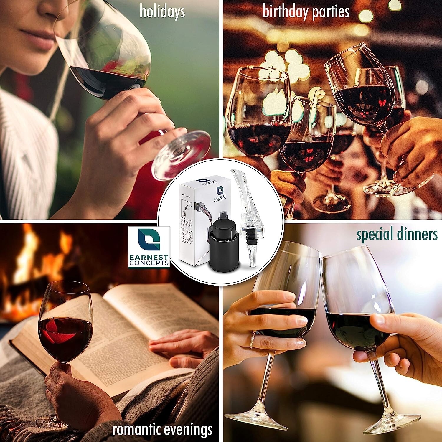 2 PACK - Wine Air Aerator & Suction Bottle Stopper Aerating Pour Spout Decanter