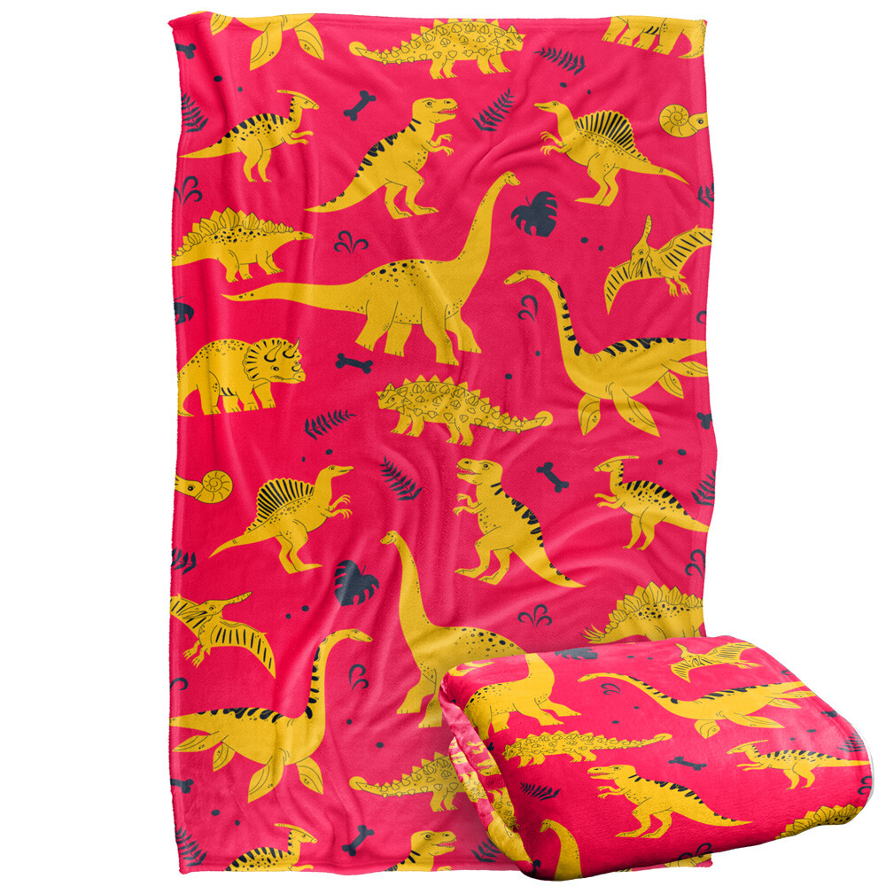 Hand Drawn Dino Pattern Silky Touch Super Soft Throw Blanket
