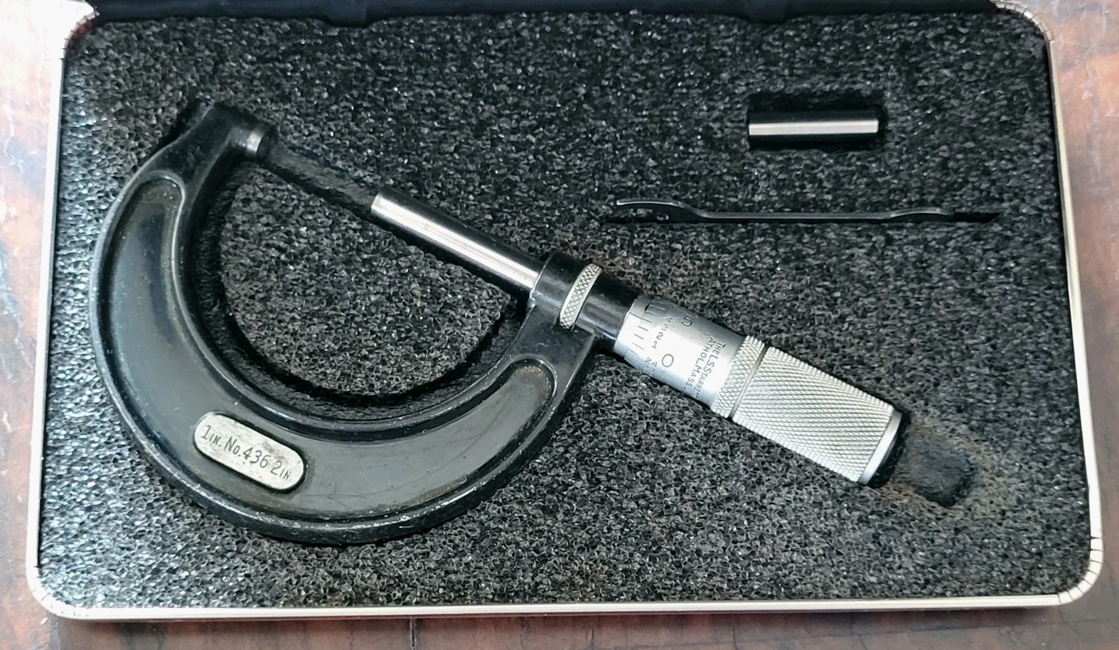 Starrett No. 436 1-2” Outside Micrometer w/Locking, 1" Standard, Wrench & Case