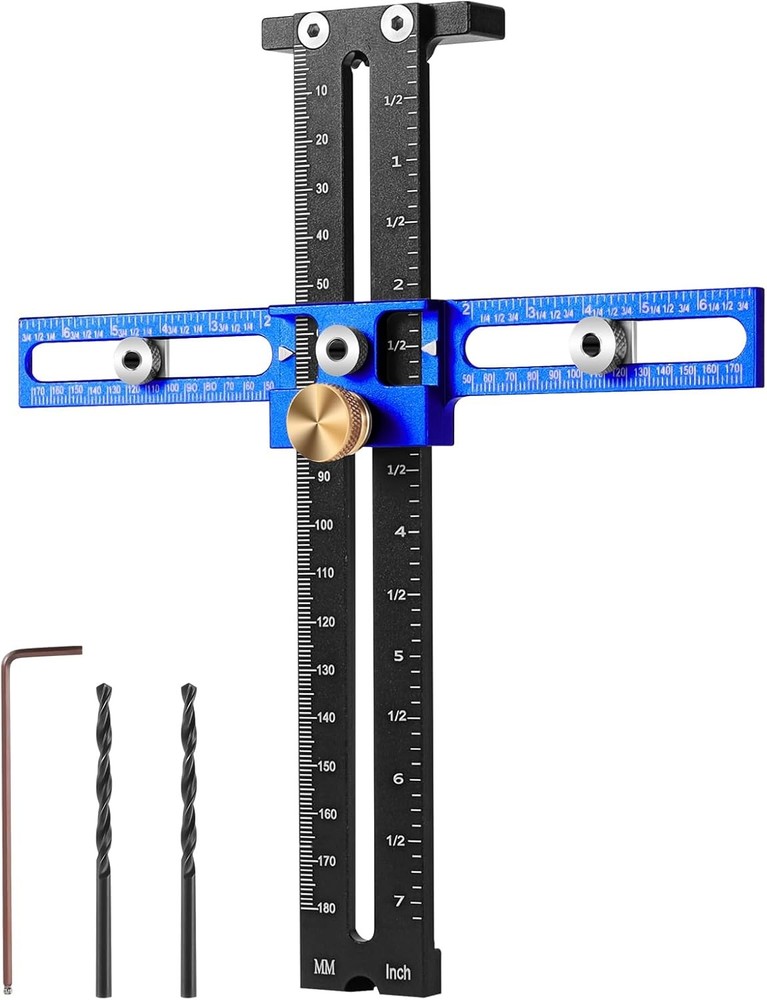 Cabinet Hardware Handle Jig, Adjustable Cabinet Hole Drilling Template Tool for