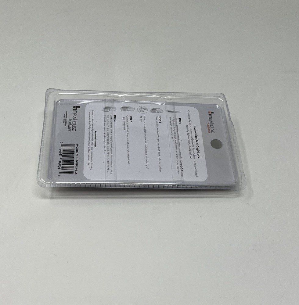 Newhouse Hardware Improved 4-Digit Combination Lock, Black