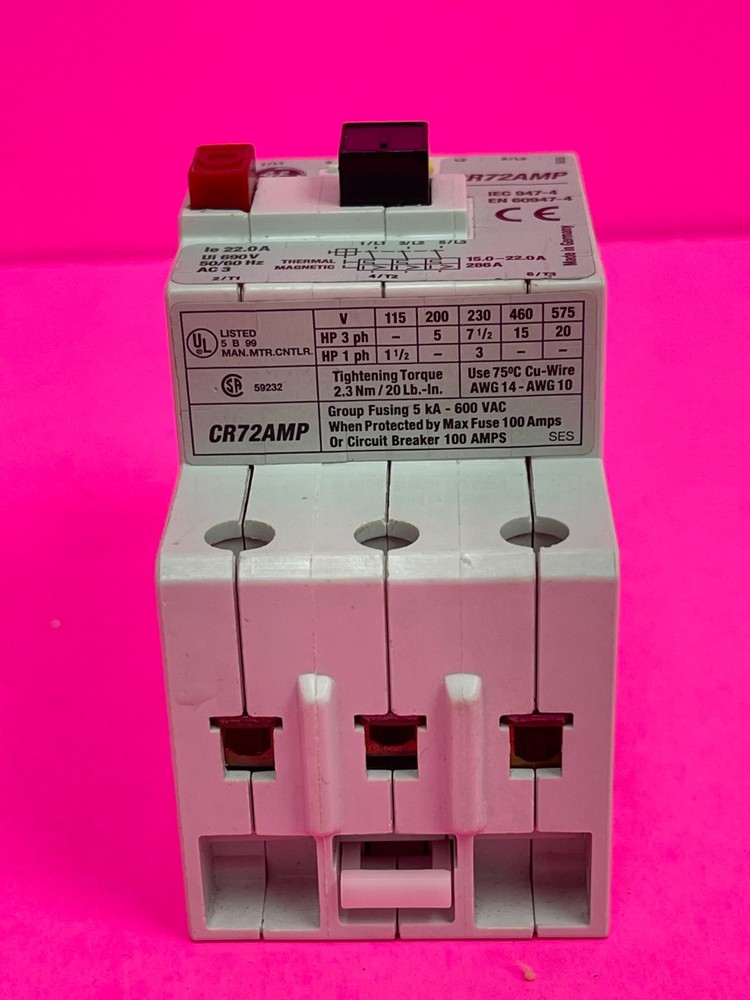 GE CR72AMP Manual Motor Controller 15-22 Amp Range Starter