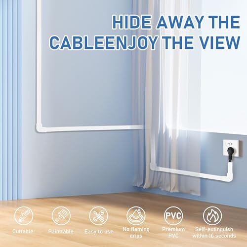 125" Cable Concealer Kit - Comprehensive Cord Management Wall for Large White