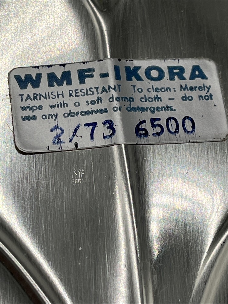 Vtg Germany EPBrass Silver IKORA WMF Grape Leaf Footed Dish Tray 6500