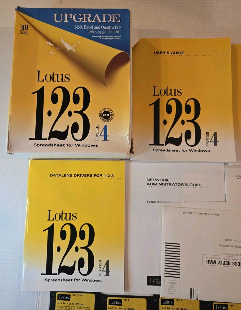 Lotus 123 Spreadsheet Release 4 Upgrade Software (PC, 1993, 3.5" Floppy)