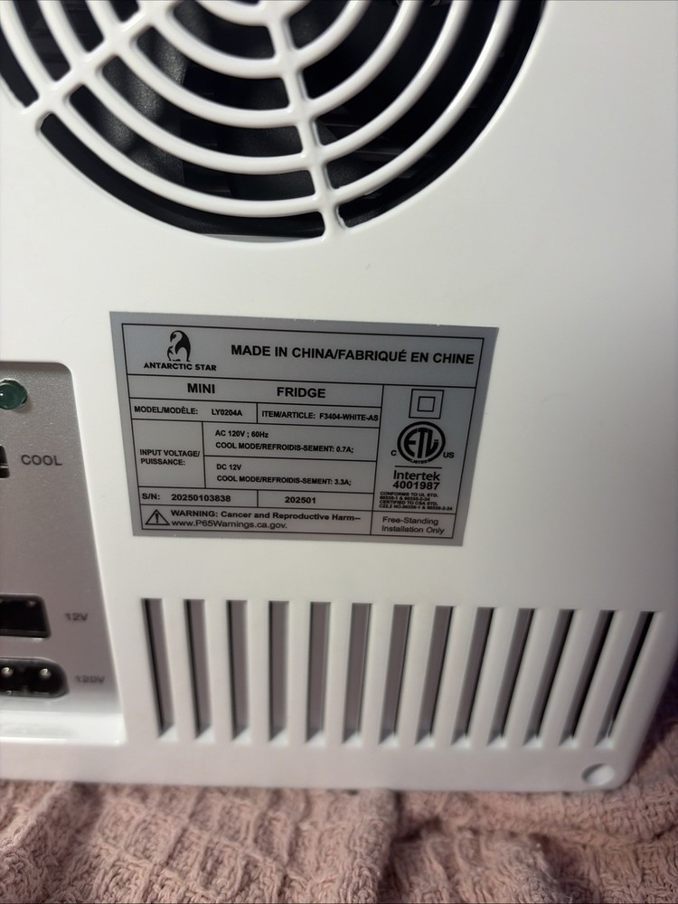 Mini Fridge Cooler, Portable With AC/DC, White