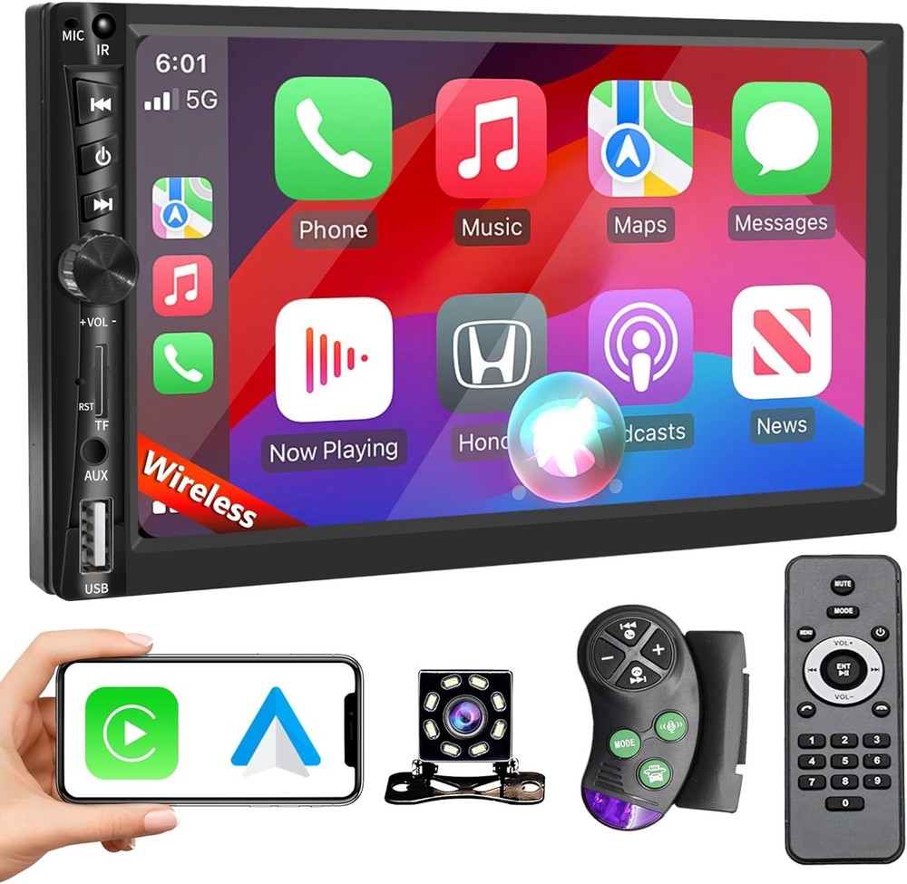 Carplay Double Din Touchscreen Car Stereo with Android Auto