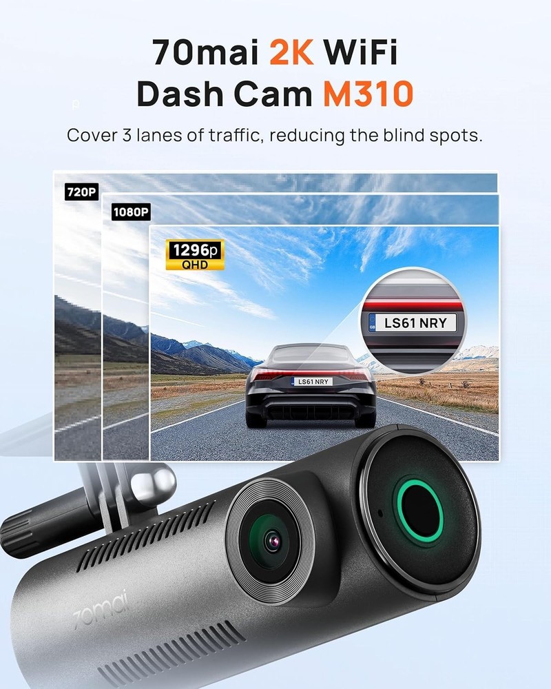 Front Dash Camera 130° Wide-Angle Loop Recording