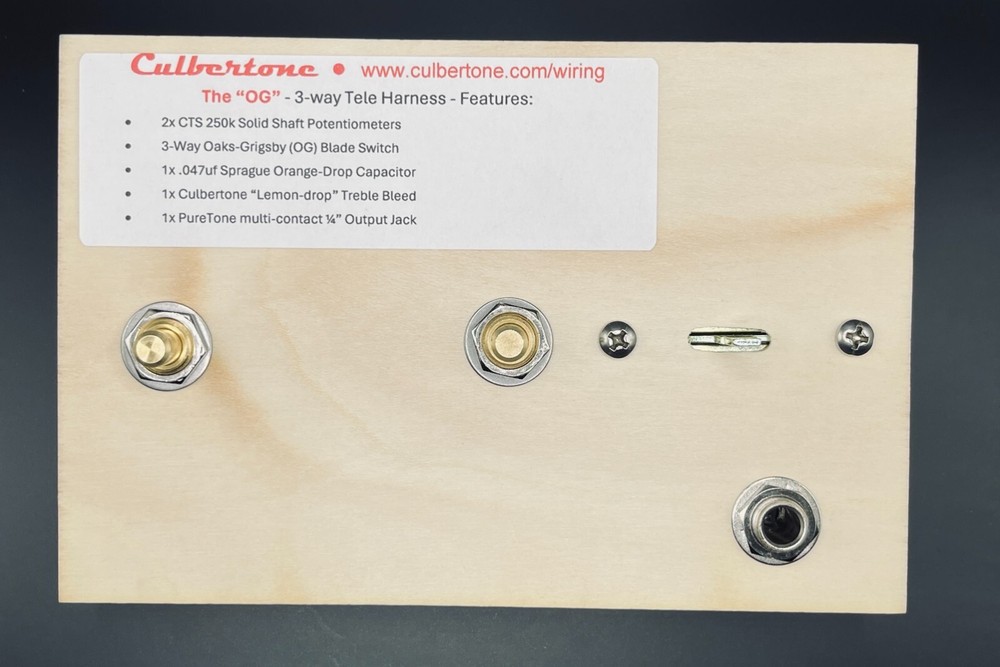 Culbertone OG 3 way Telecaster Wiring Harness