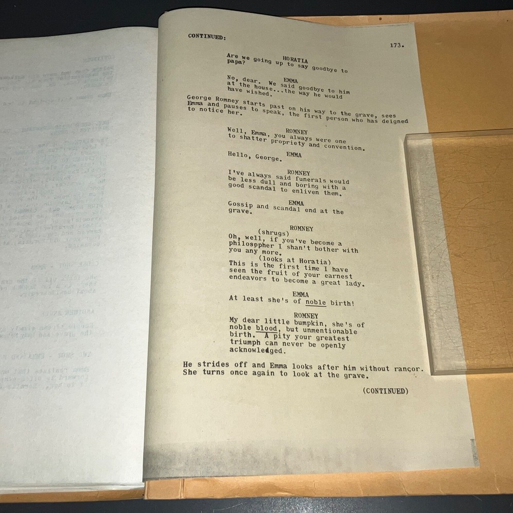 Original 1968 Emma Hamilton Movie Script 2nd Draft Historical Drama Notes COA
